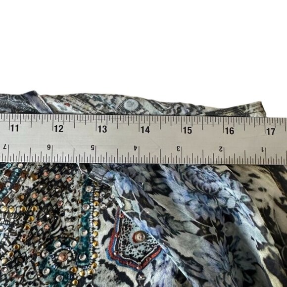 Camilla Mini Dress with Long Overlay Silk Crystal Embellished Size XS Hush Hush - Picture 15 of 16